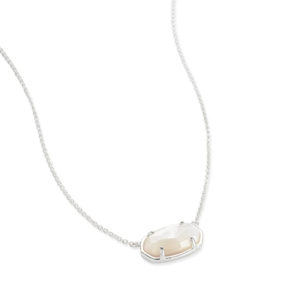 Kendra Scott Ever Opalescent Quartz Pendant Silver Choker Necklace Cream Stone - Picture 2 of 8